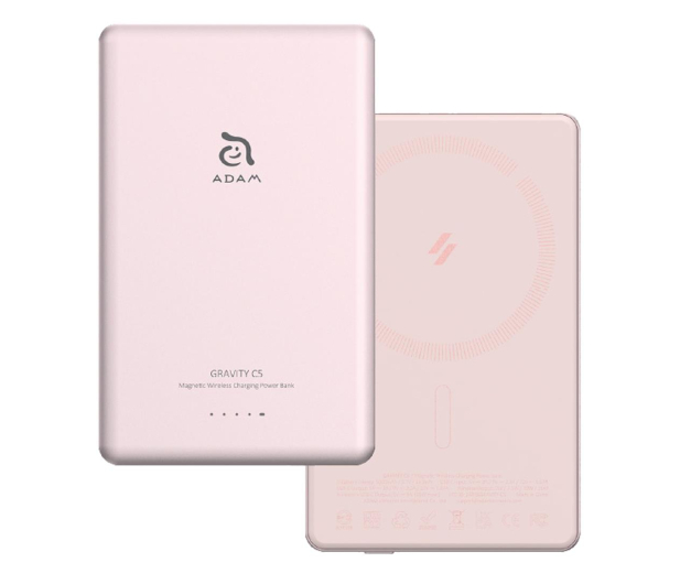 Adam Elements Gravity C5 Magnetic Wireless (Ultra Slim) 5000mAh różowy - 1238457 - zdjęcie 2